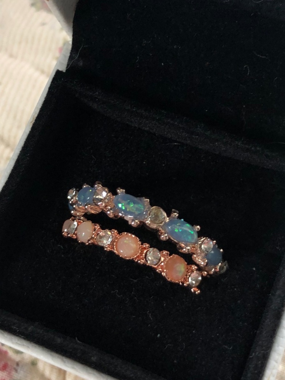 Opal style rings in 10k rose gold plate